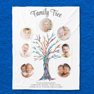Anpassad Grandma Photo Family Träd Keepsak Fleecefilt