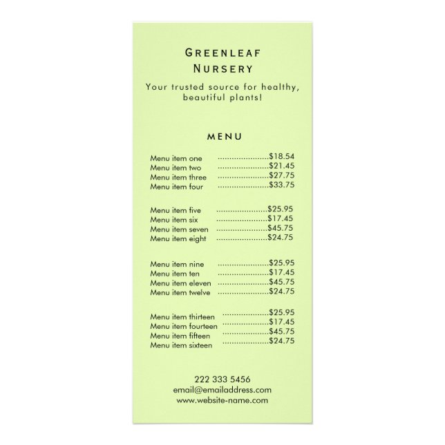 Anpassad Greenleaf Nursery Branding  Reklamkort (Framsidan)