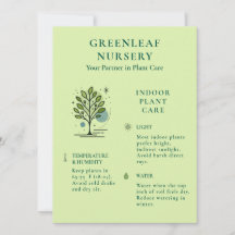 Anpassad Greenleaf Nursery växtvårdsinstruktion