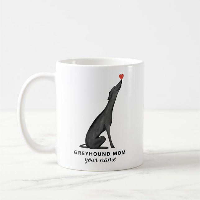 Anpassad Greyhound Mamma Mugg, Personlig Text Mugg (Vänster)