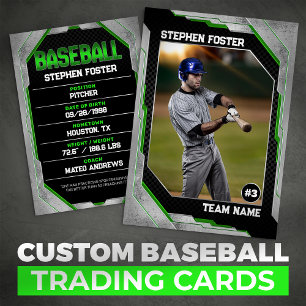 Anpassad Grön Baseboll Trading Card Basebollspelar