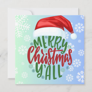 Anpassad Grön Blå Ombre God Jul Y'all Julkort