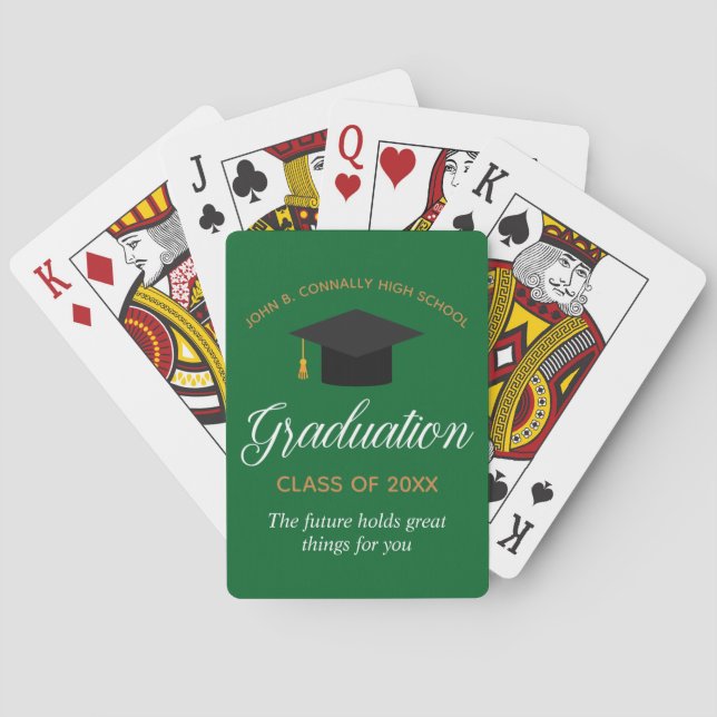 Anpassad grön guldexamen 2026 Examenpresent Casinokort (Baksidan)