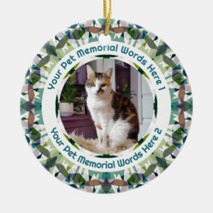 Anpassad Grön Husdjur Katt Hund Minnesfoto Sympati Julgransprydnad Keramik