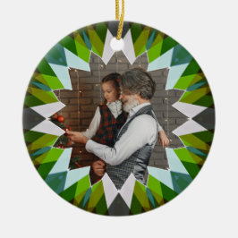 Anpassad grön julstjärna familjefoto present träd julgransprydnad keramik