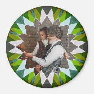 Anpassad grön julstjärna foto magnet present