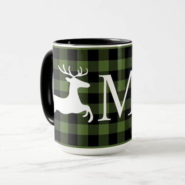 Anpassad grön svart Buffalo Lumberjack Kryssrutig Mugg (Framsida vänster)