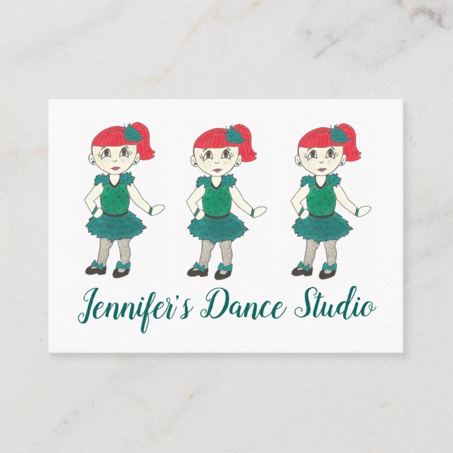 Anpassad Grönt för Tap Dance School Studio Teacher Visitkort (Framsida)