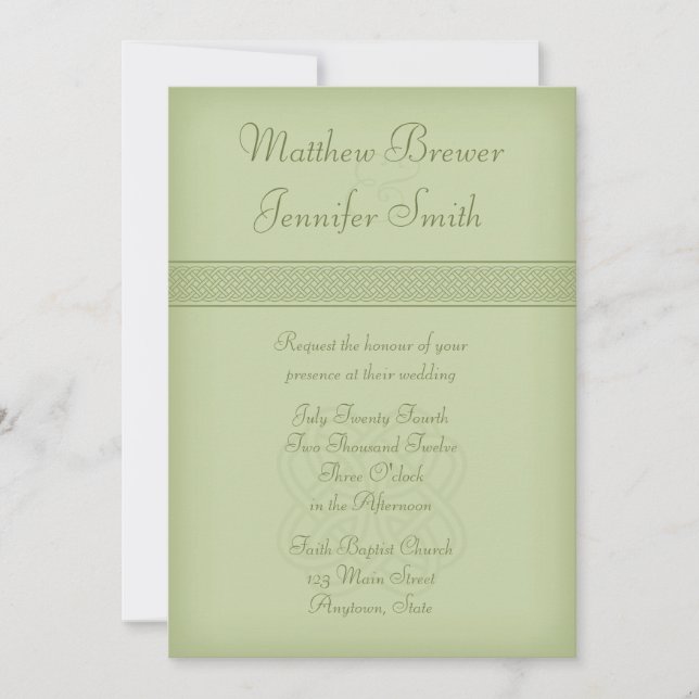 Anpassad Grönt Inbjudan till Irish Celtic Knot Wed (Framsida)