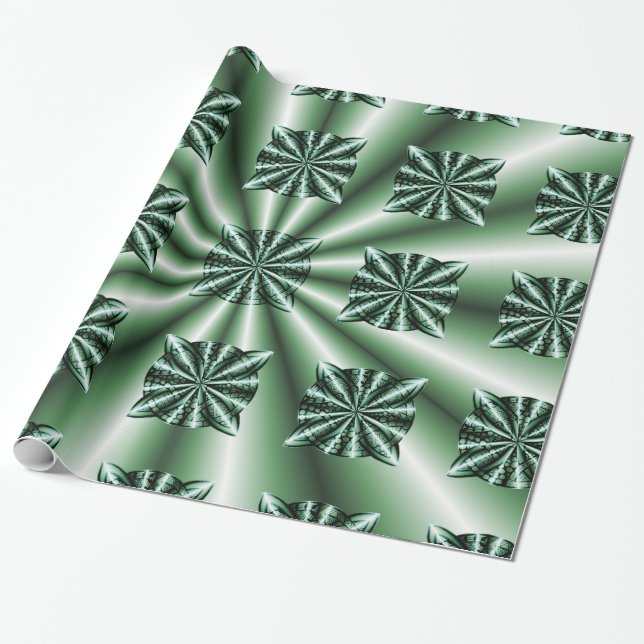 Anpassad Grönt Metallisk Celtic Knot Presentpapper (Utrullad)