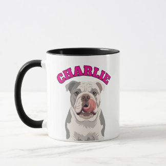Anpassad Grumpy Engelsk Bulldog Lickar Näsa Vektor Mugg