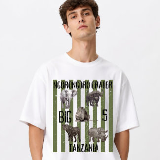 Anpassad Grunge Big 5 Tanzania Ngorongoro-kratern T Shirt