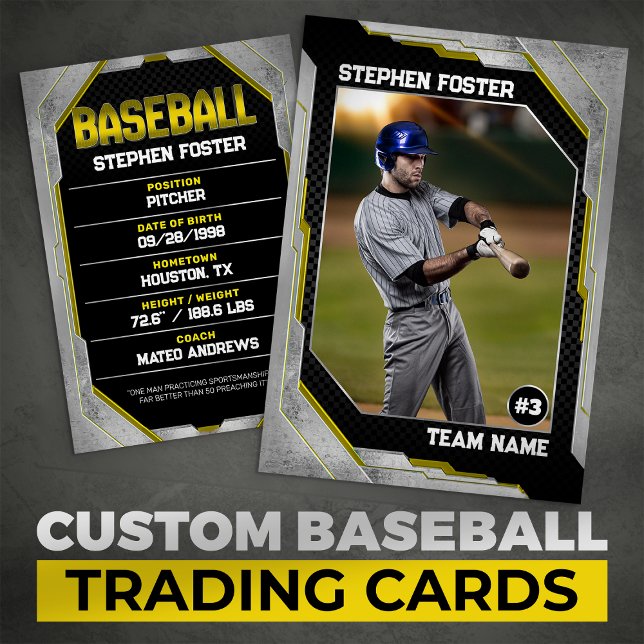 Anpassad Gul Baseboll Trading Card Basebollspelare (Skapare uppladdad)