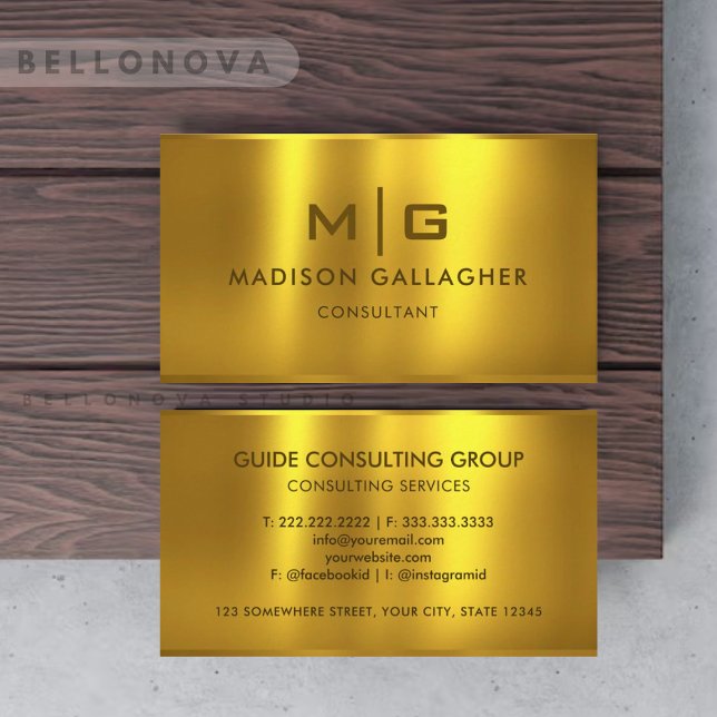 Anpassad gul metall professionell visitkort (Custom Gold Yellow Metal Professional Business Card)