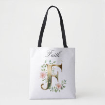 Anpassad guldbukett bokstav F tryckt totebag