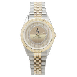 Anpassad guldförgylld monogrampresent för bröllop armbandsur