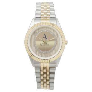 Anpassad guldförgylld monogrampresent för bröllop  armbandsur