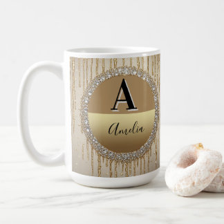 Anpassad guldförgylld monogrampresent för bröllop  kaffemugg