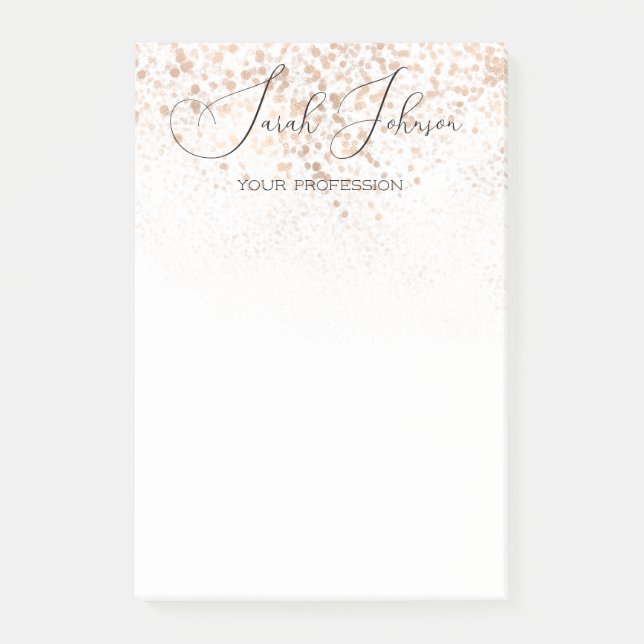 Anpassad guldglitter post-it block (Framsida)