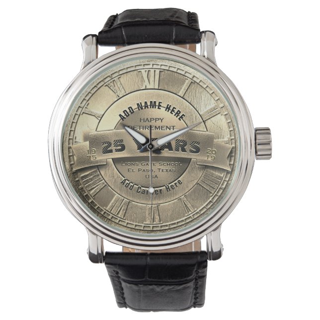 Anpassad guldpensionärsur armbandsur (Framsida)