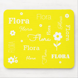 Anpassad Gult för namn och vit musknapp Musmatta