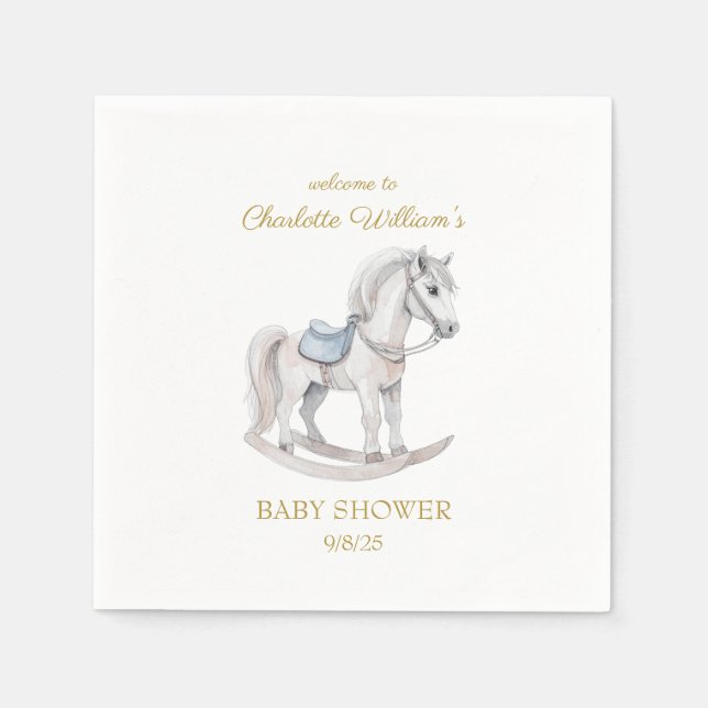 Anpassad gunghäst Baby Shower Pappersservett (Framsidan)