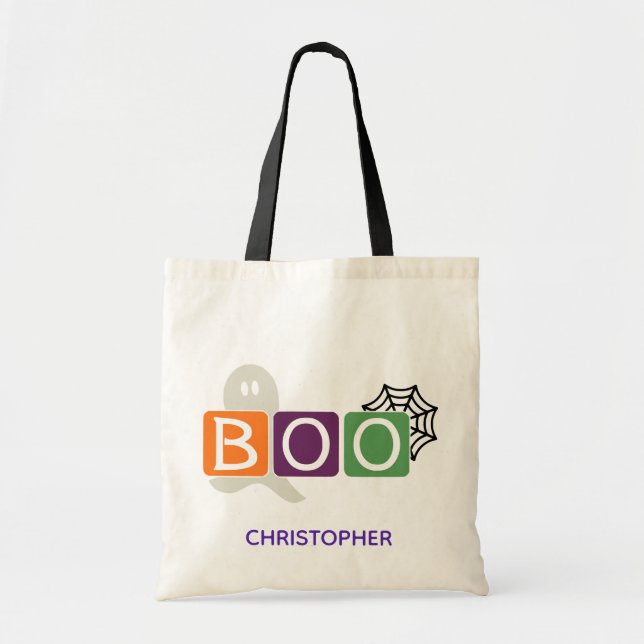 Anpassad Halloween BOO-design Tygkasse (Framsidan)