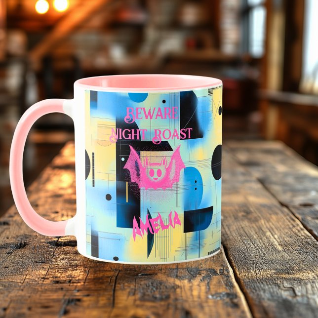 Anpassad Halloween - Hot Pink Fladdermus Natt Rost Mugg (Skapare uppladdad)