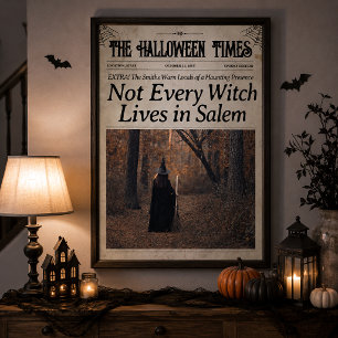 Anpassad Halloween-tidning Väggkonst Häxa i Salem