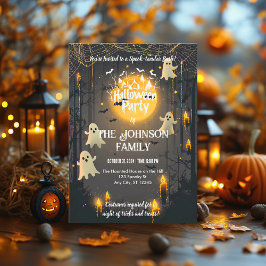 Anpassad Halloweenfest med spöken och ljus från lj Inbjudningar
