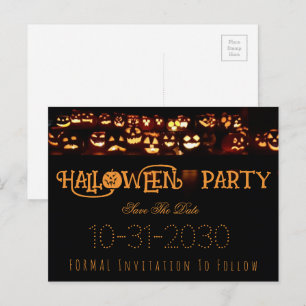 Anpassad Halloweenfest Spara Datum Pumpa Meddelande Vykort