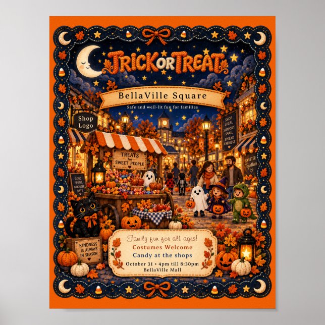 Anpassad Halloweennatt Flyer för Butikstorg | Köpc Poster (Framsidan)