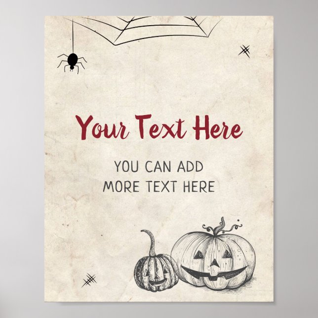 Anpassad Hallowen Pumpa Barn Vuxna Party Vägg Poster (Framsidan)