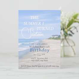 Anpassad Hamptons-inspirerad söt sexton födelsedag Inbjudningar