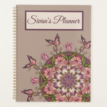 Anpassad Hand plockade Blommigt Mandala Planner