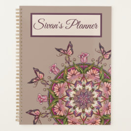 Anpassad Hand plockade Blommigt Mandala Planner