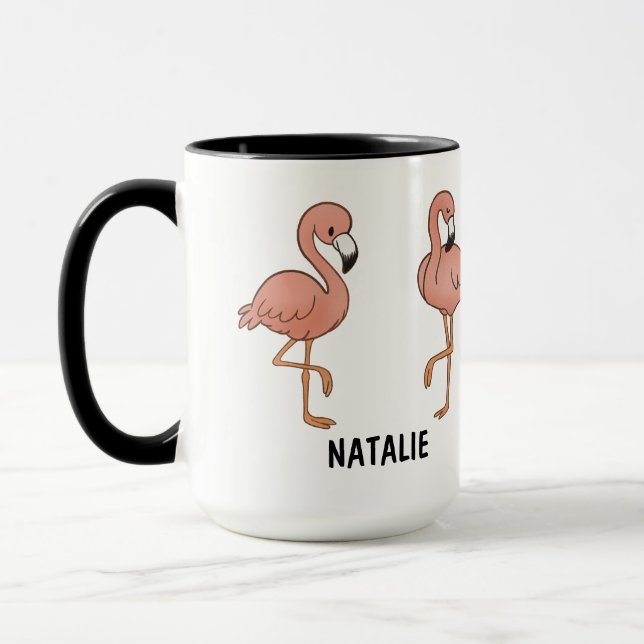 Anpassad Handritad Söt Flamingo Kaffe Mugg (Vänster)