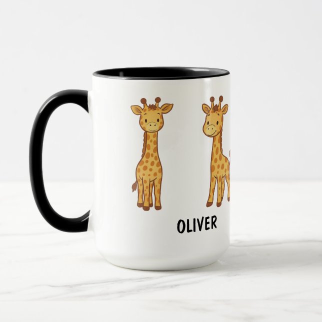 Anpassad Handritad Söt Giraff Mugg (Vänster)