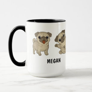 Anpassad Handritad Söt Pug Hund Kaffe Mugg