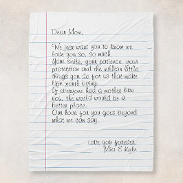 Anpassad handskriven Brev Kärlek-meddelande Mor Fleecefilt