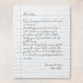 Anpassad handskriven Brev Kärlek-meddelande Mor Fleecefilt