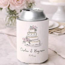 Anpassad Handskriven Rosa Kräm Doodle Bröllopstårt