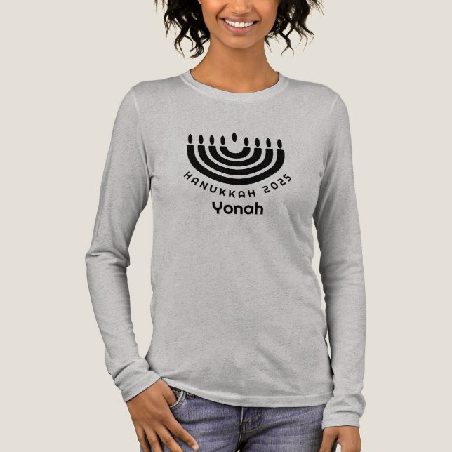 Anpassad Hanukkah 2025 Menorah Minimalist T Shirt (Framsida)