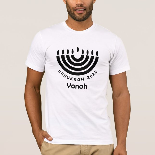 Anpassad Hanukkah 2025 Menorah Minimalistisk T Shirt (Framsida)