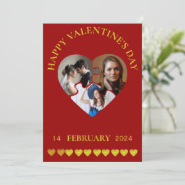 Anpassad Happy Valentine's Day med Tre Bilder Julkort