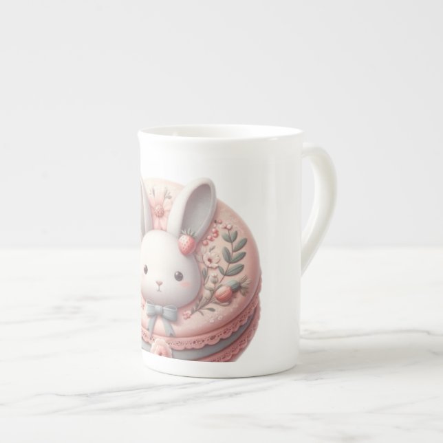 Anpassad Hare för att Vara Söt Cute Bunny Macaron  Benporslin Mugg (Framsida höger)