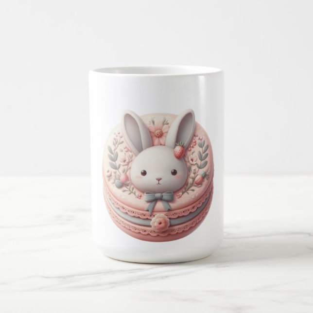 Anpassad Hare för att Vara Söt Cute Bunny Macaron  Kaffemugg (Center)
