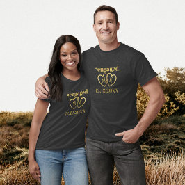 Anpassad Hashtag Förlovad Förlovningsdatum T-Shirt
