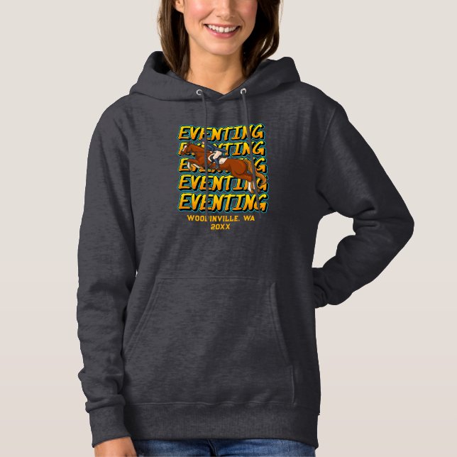 Anpassad Häst Eventing Evenemang eller Plats Datum T Shirt (Framsida)