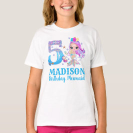 Anpassad Havfrue 5-års Födelsedag för Flickor T Shirt